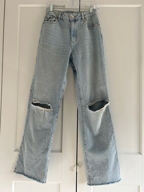 Garage Light Blue Wide-Leg Distressed Jeans 90’s Straight